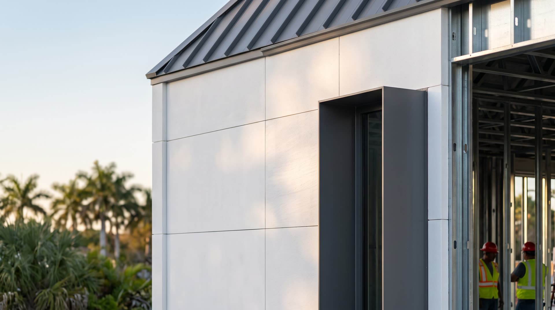Architectural detail of a finished Framecrete building