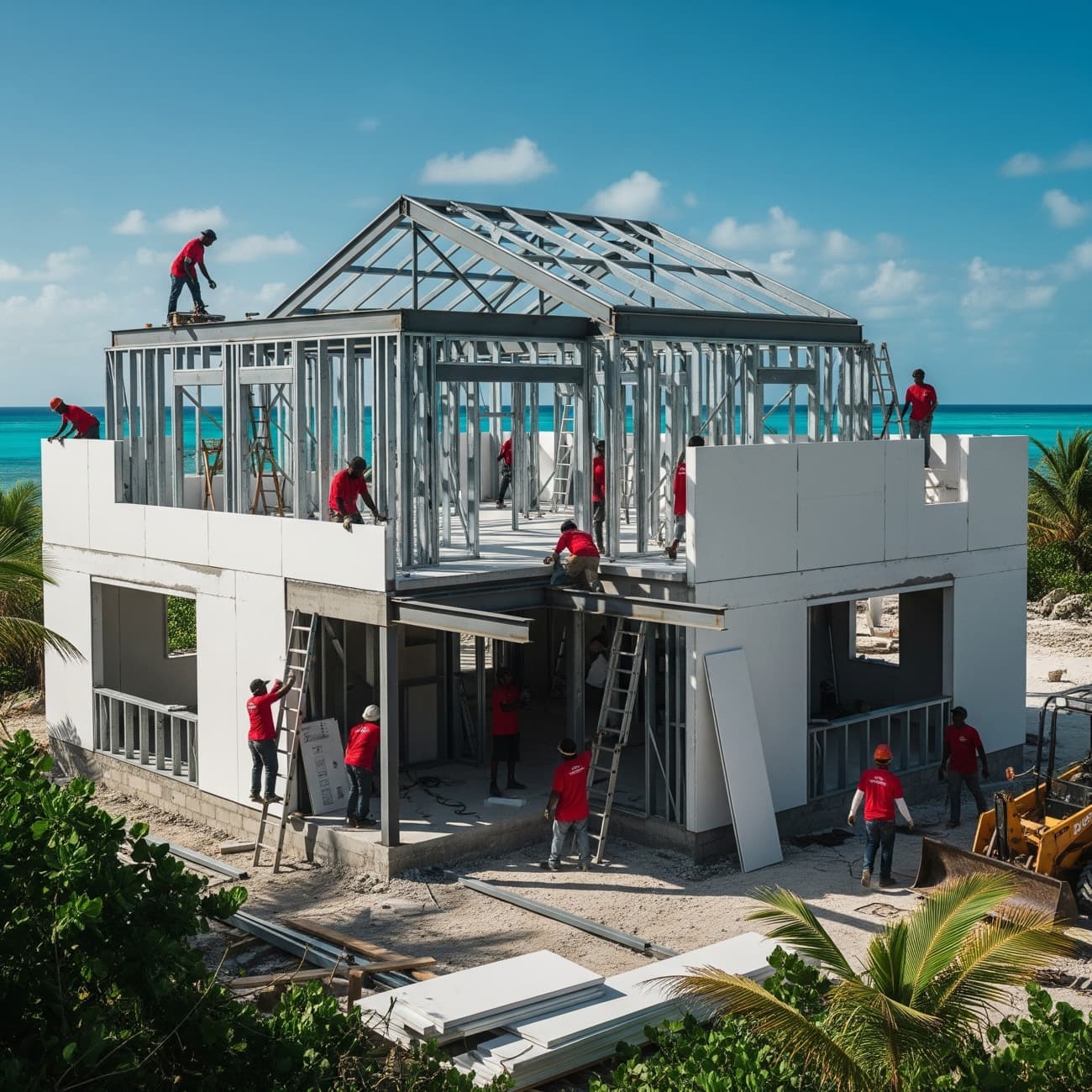 Two-story coastal Framecrete home under construction